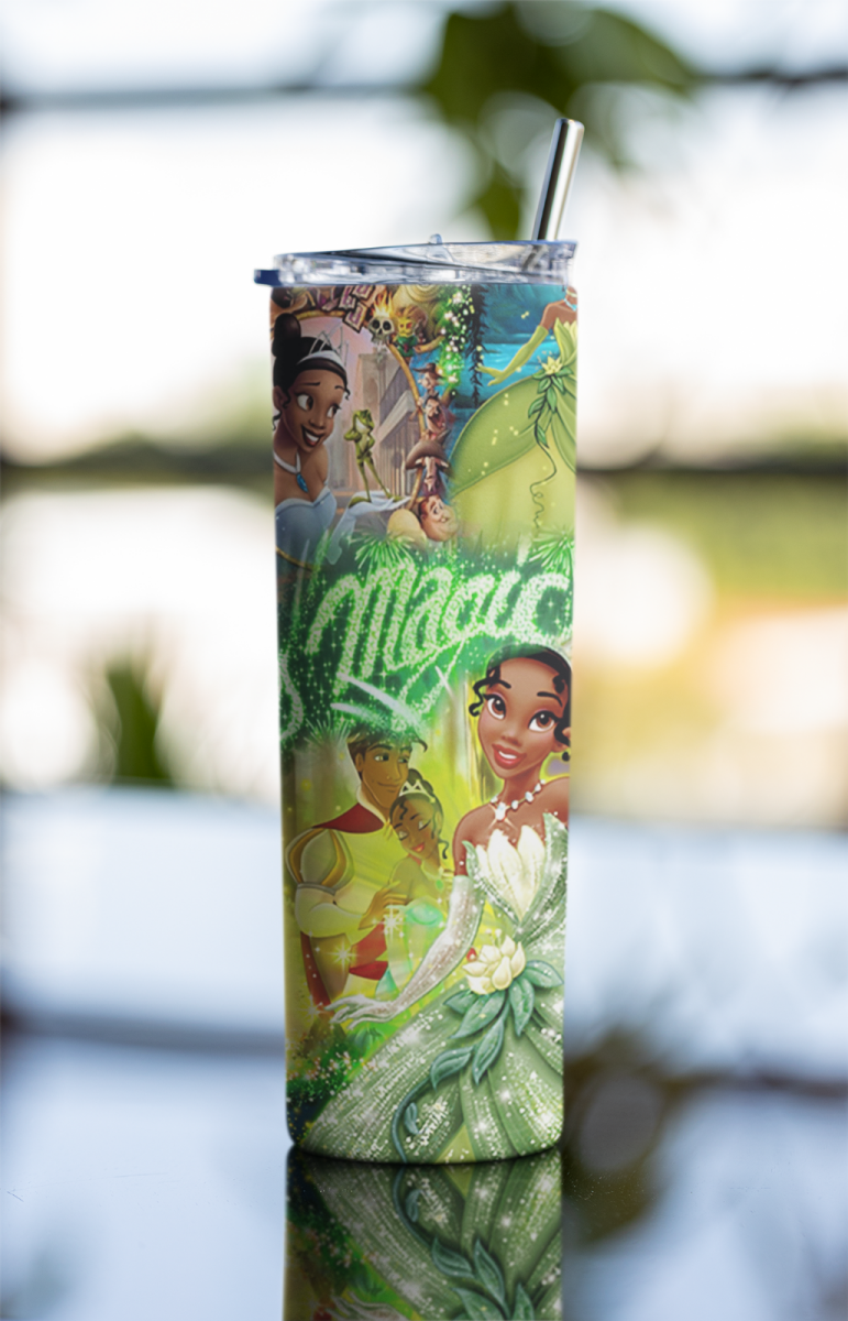 20oz Princess Tiana “It’s Magic” Tumbler – Stainless Steel Cup with Straw & Lid - East Coast Gifts