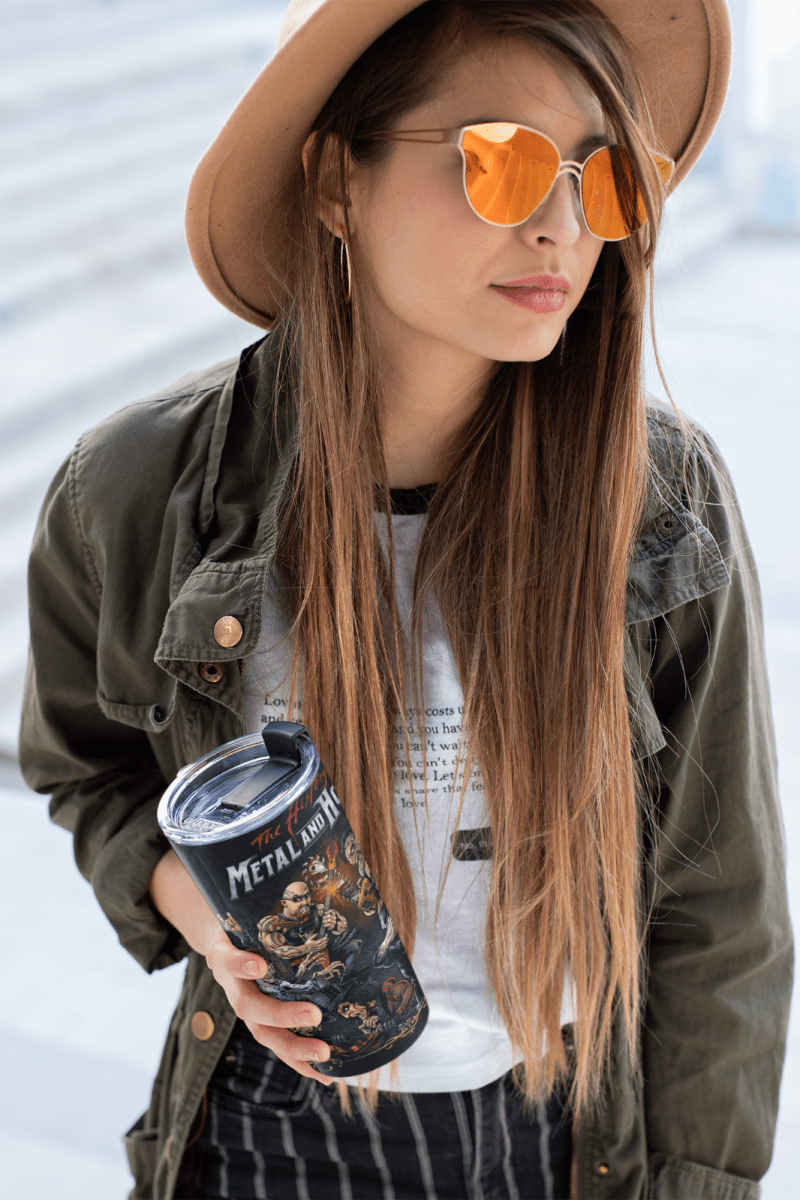 20oz Skinny Tumbler – Horror Metal Slasher Rock Characters Cup with Lid & Straw - East Coast Gifts