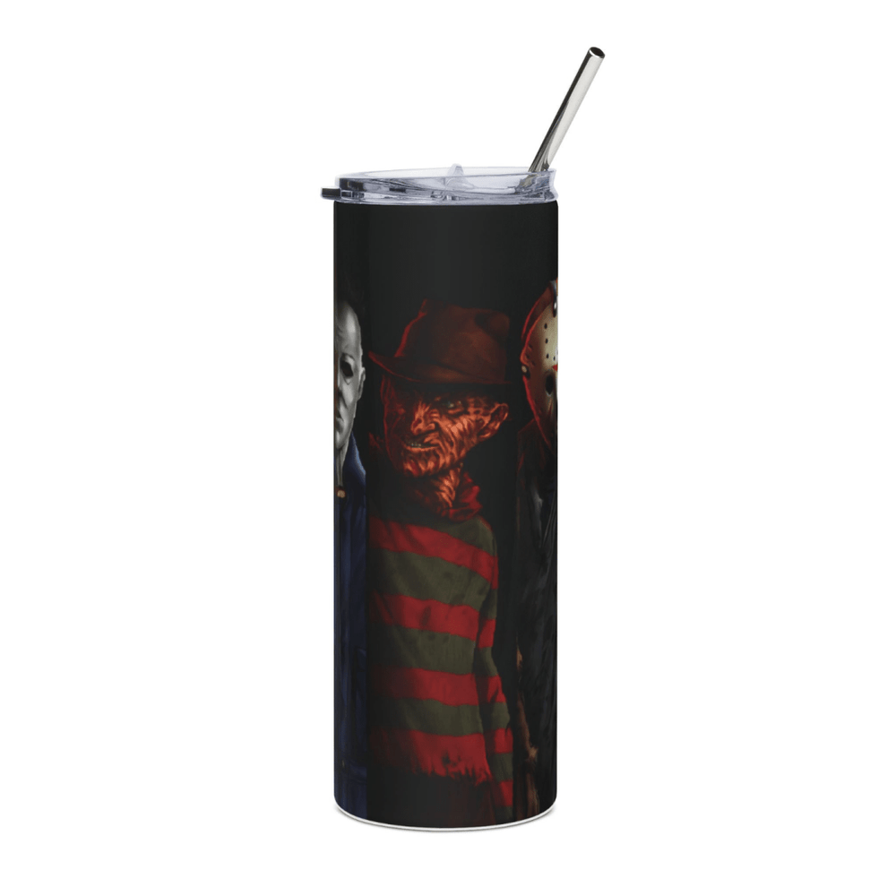 20oz Slasher Legends Tumbler – Freddy Jason Chucky Leatherface Michael Myers Cup - East Coast Gifts