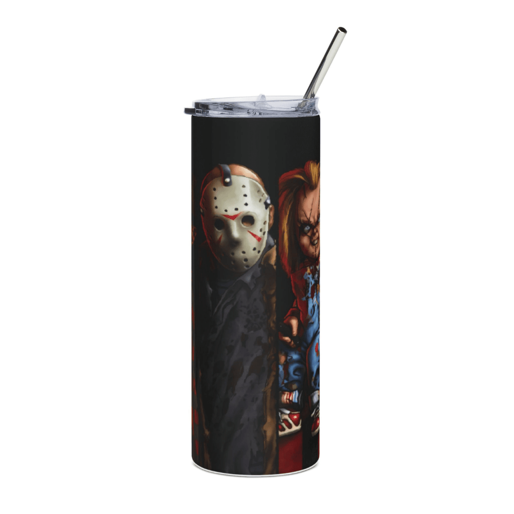 20oz Slasher Legends Tumbler – Freddy Jason Chucky Leatherface Michael Myers Cup - East Coast Gifts