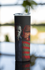 20oz Slasher Legends Tumbler – Freddy Jason Chucky Leatherface Michael Myers Cup - East Coast Gifts