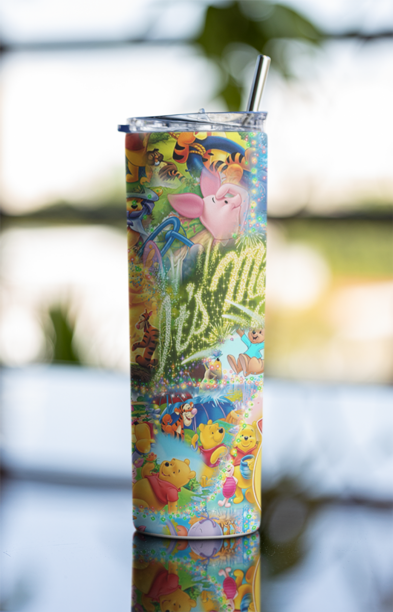 20oz Winnie the Pooh “It’s Magic” Tumbler – Stainless Steel Cup with Straw - East Coast Gifts