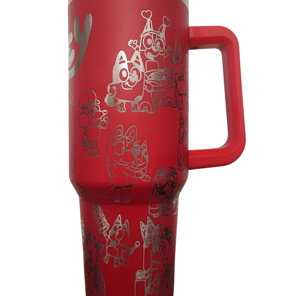 40oz Cartoon Bluey Engraved Tumbler – Stainless Steel Travel Mug - East Coast Gifts