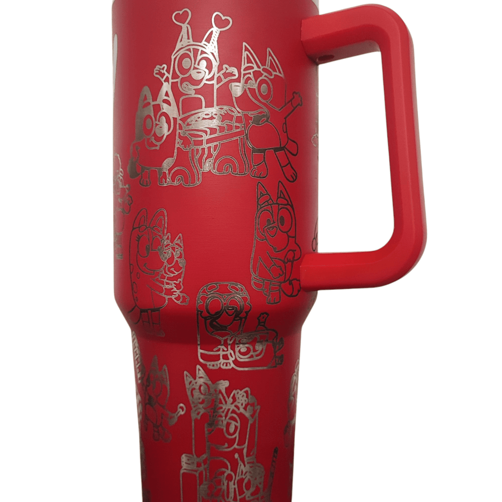 40oz Cartoon Bluey Engraved Tumbler – Stainless Steel Travel Mug - East Coast Gifts