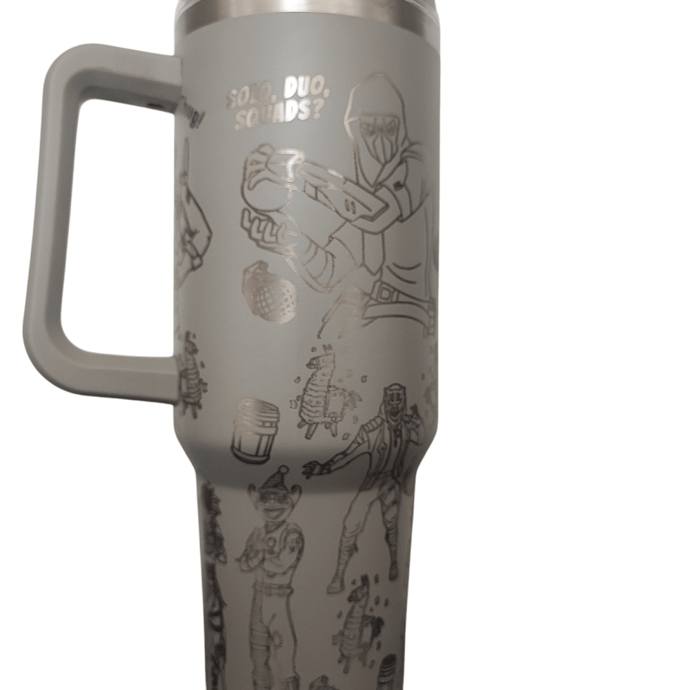 40oz Fortnite - Inspired Engraved Tumbler – Stainless Steel Travel Mug with Handle - East Coast Gifts