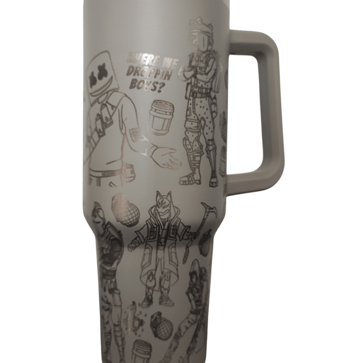 40oz Fortnite - Inspired Engraved Tumbler – Stainless Steel Travel Mug with Handle - East Coast Gifts