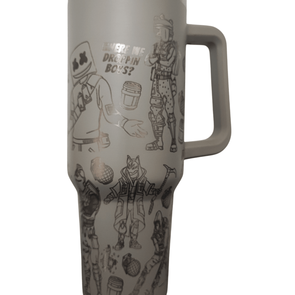 40oz Fortnite - Inspired Engraved Tumbler – Stainless Steel Travel Mug with Handle - East Coast Gifts