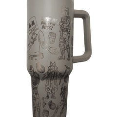 40oz Fortnite - Inspired Engraved Tumbler – Stainless Steel Travel Mug with Handle - East Coast Gifts