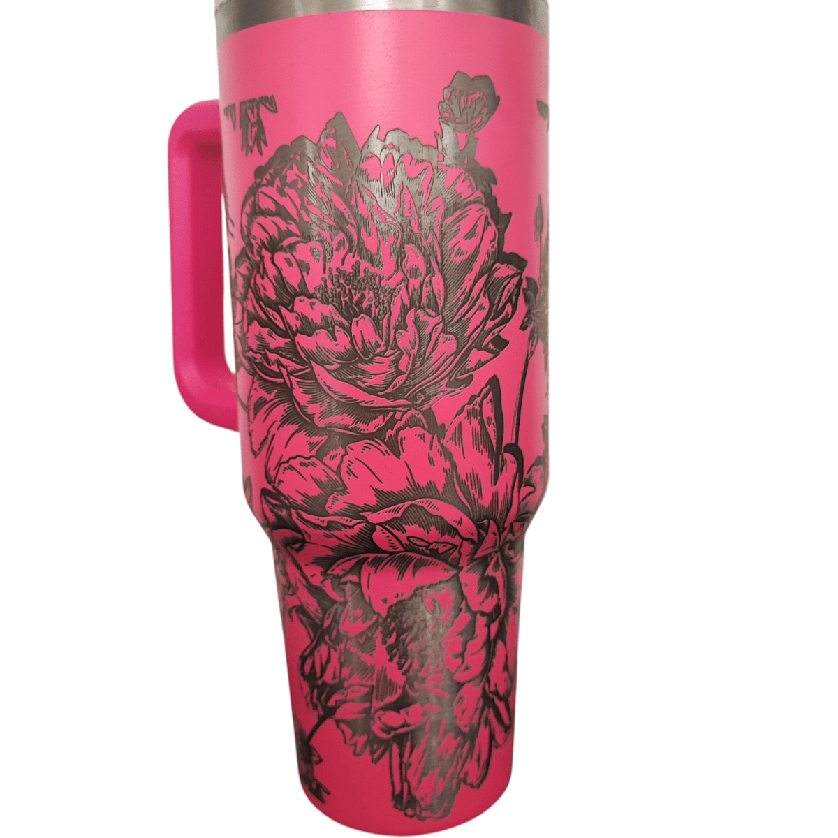 40oz Stanley - Style Floral Butterfly Engraved Tumbler Stainless Steel Travel Mug - East Coast Gifts