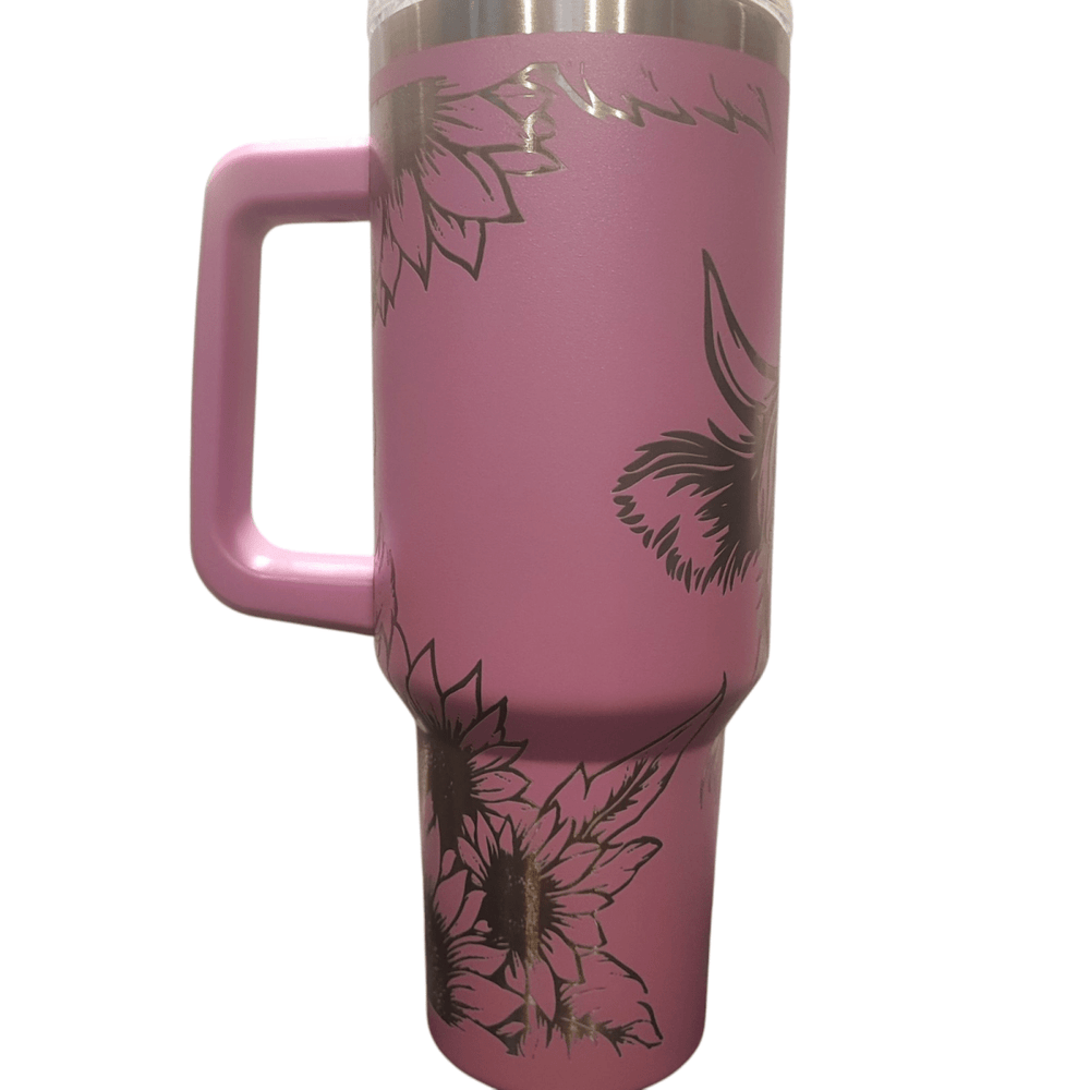 40oz Stanley - Style Highland Cow Engraved Tumbler Custom Reusable Mug 9 Colours - East Coast Gifts