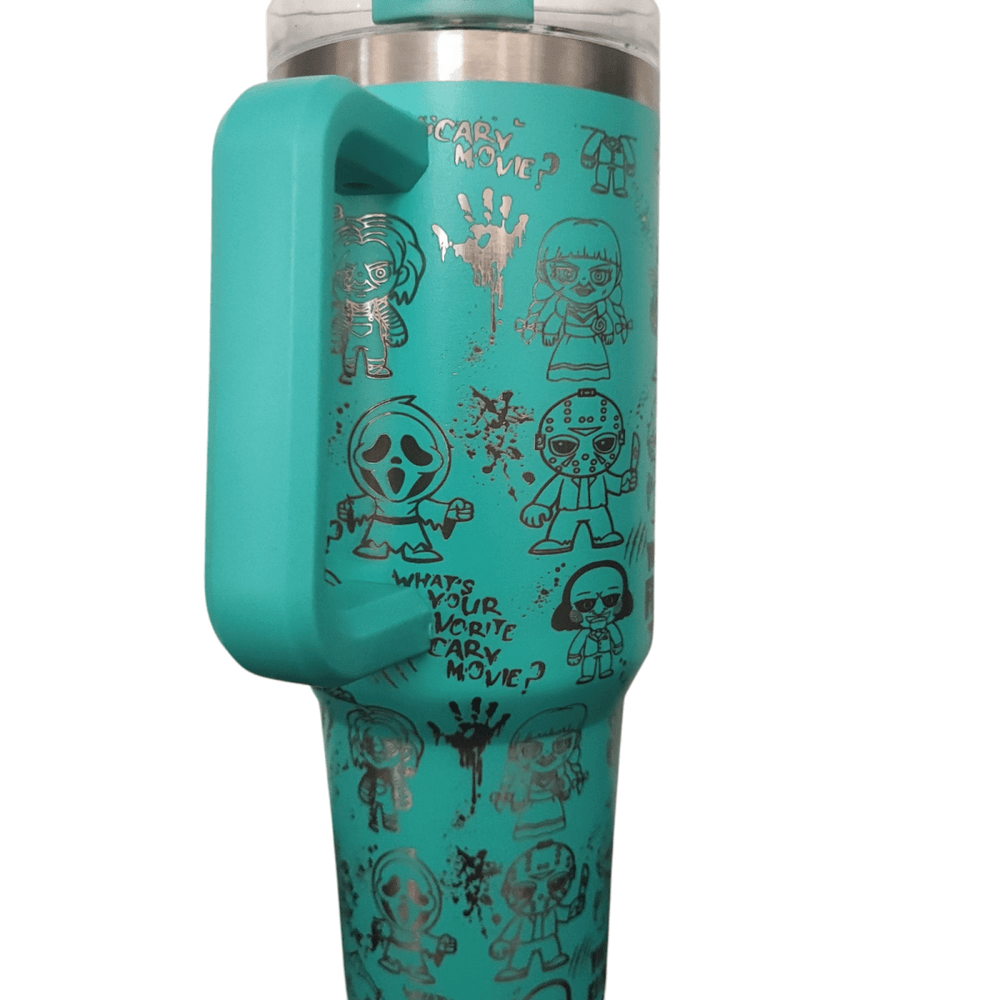 40oz Stanley - Style Horror Engraved Tumbler – Stainless Steel Travel Mug - East Coast Gifts