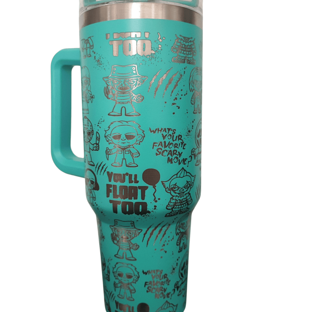 40oz Stanley - Style Horror Engraved Tumbler – Stainless Steel Travel Mug - East Coast Gifts