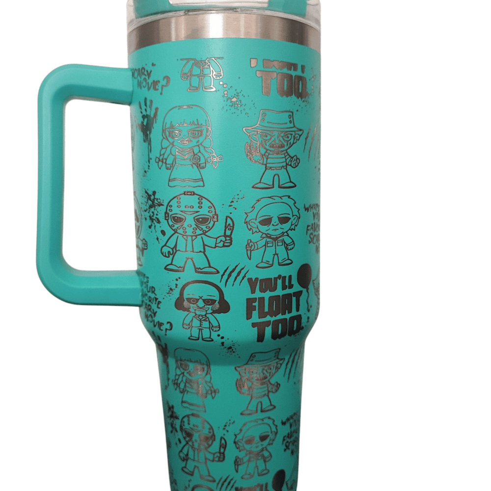 40oz Stanley - Style Horror Engraved Tumbler – Stainless Steel Travel Mug - East Coast Gifts