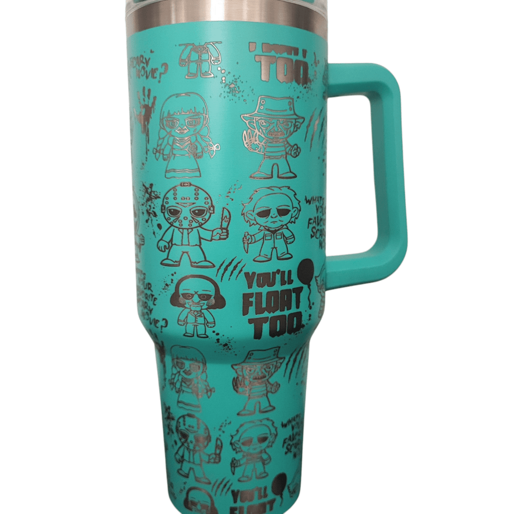 40oz Stanley - Style Horror Engraved Tumbler – Stainless Steel Travel Mug - East Coast Gifts