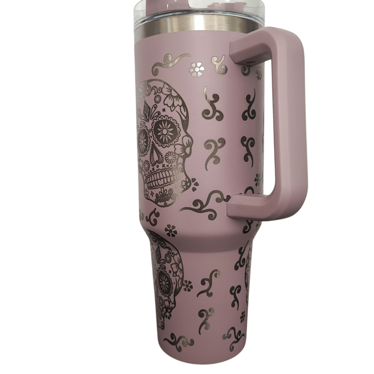 40oz Stanley - Style Sugar Skull Engraved Tumbler Stainless Steel Travel Mug - East Coast Gifts