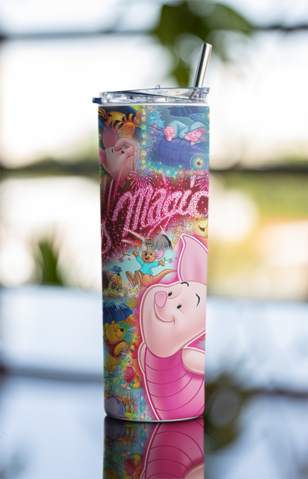 20oz Piglet & Friends “Magic” Tumbler – Cute Stainless Steel Cup with Straw