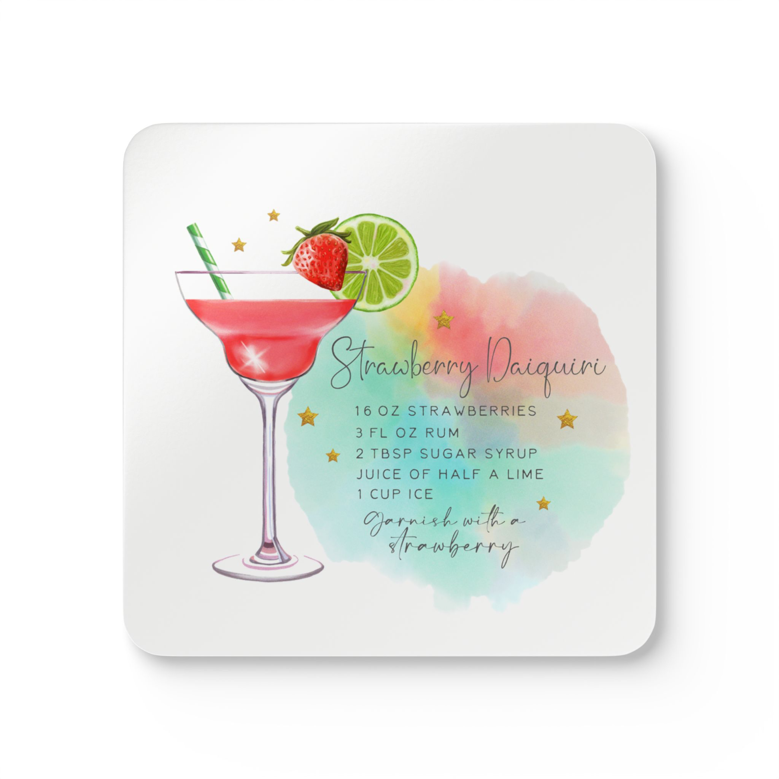 Drink Coaster Bar Kitchen cocktail recipe single or complete set of 16