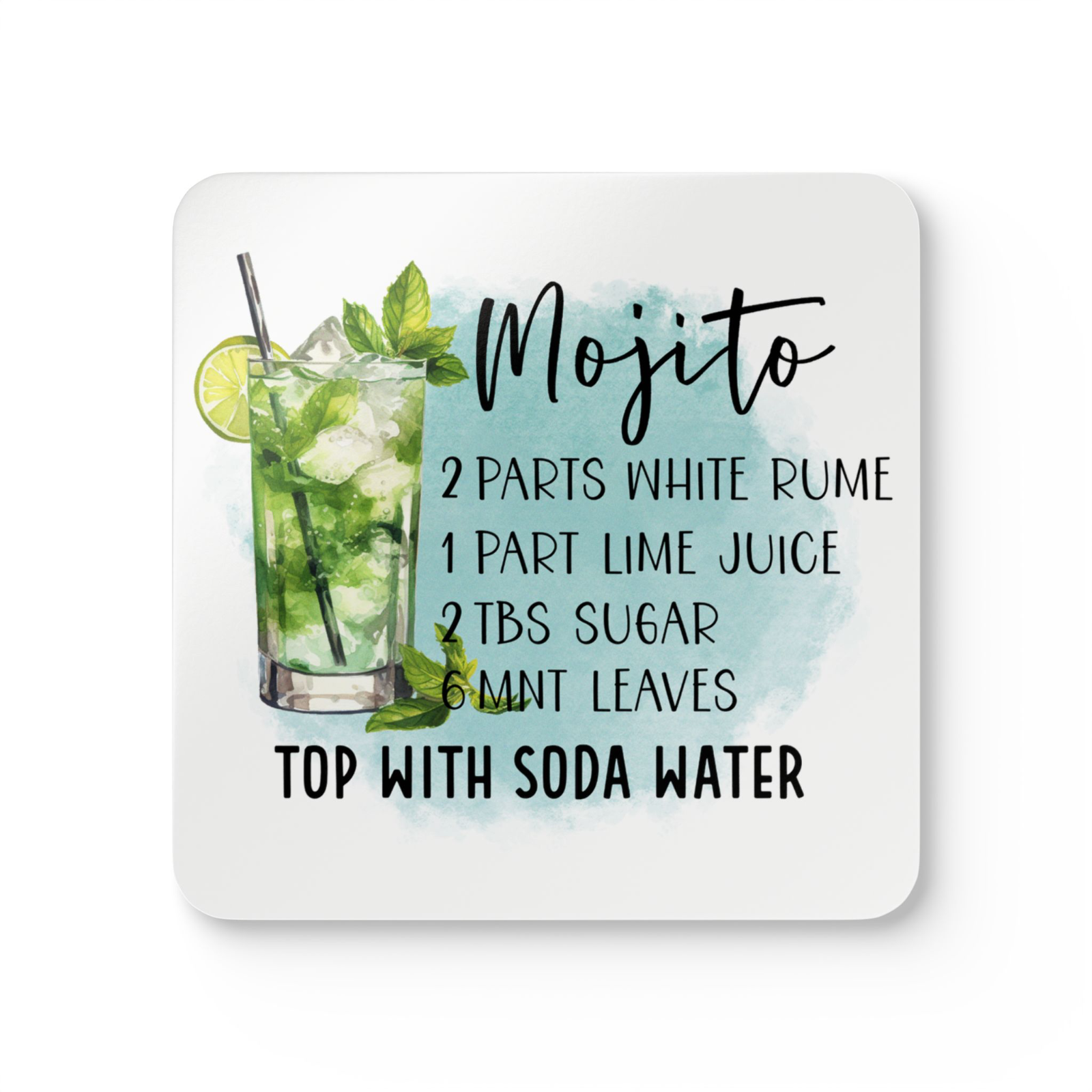 Drink Coaster Bar Kitchen cocktail recipe single or complete set of 16