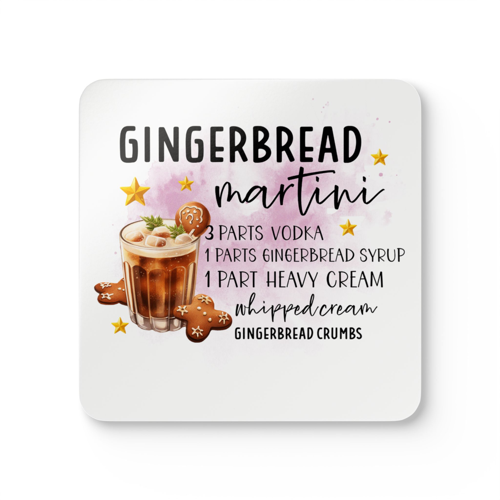 Drink Coaster Bar Kitchen cocktail recipe single or complete set of 16