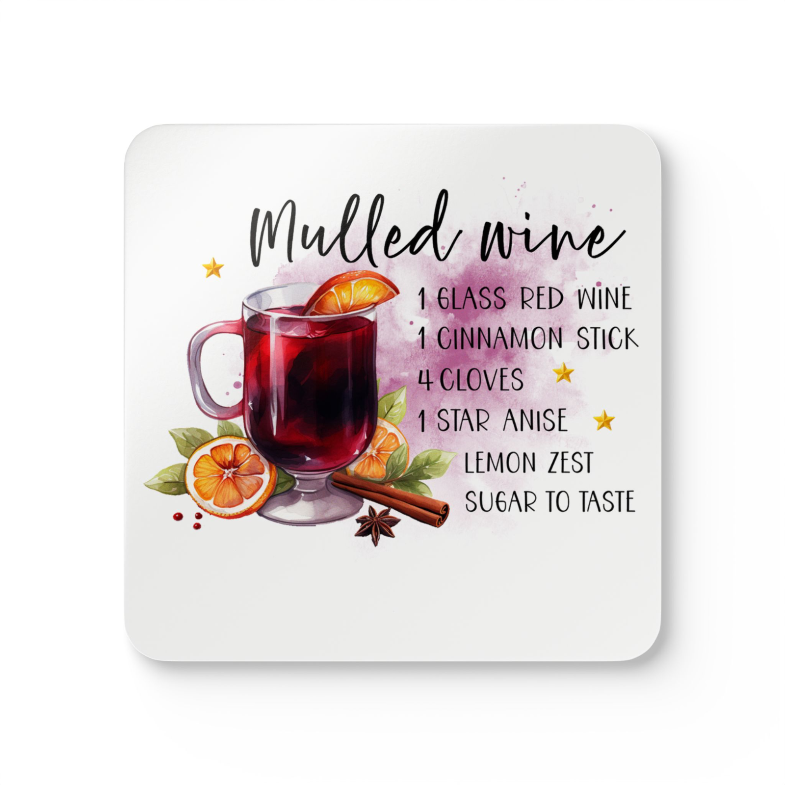 Drink Coaster Bar Kitchen cocktail recipe single or complete set of 16
