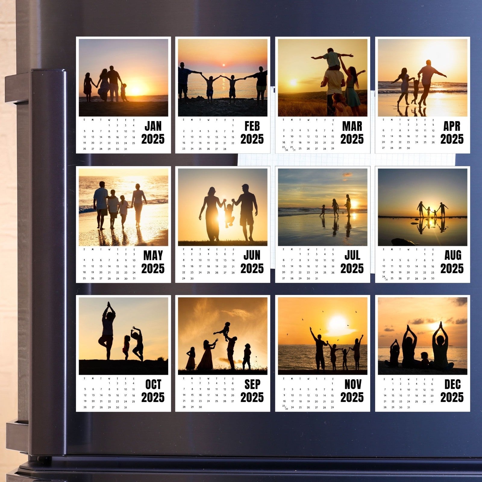 Personalized Photo Calendar Fridge Magnets – Custom Family Set