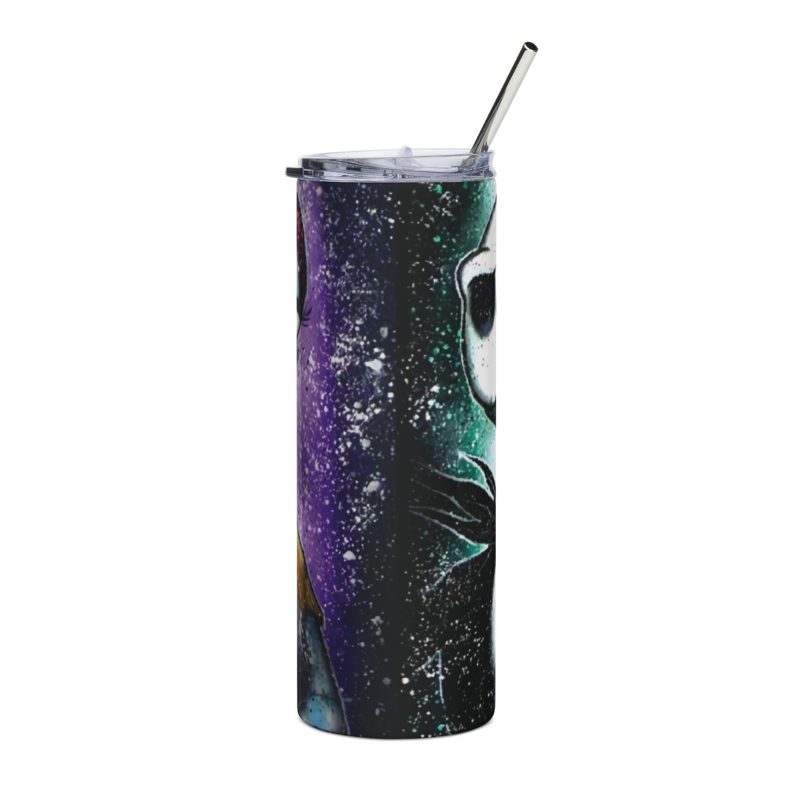 20oz Jack & Sally Nightmare Before Christmas Tumbler  Halloween Splatter Art Cup