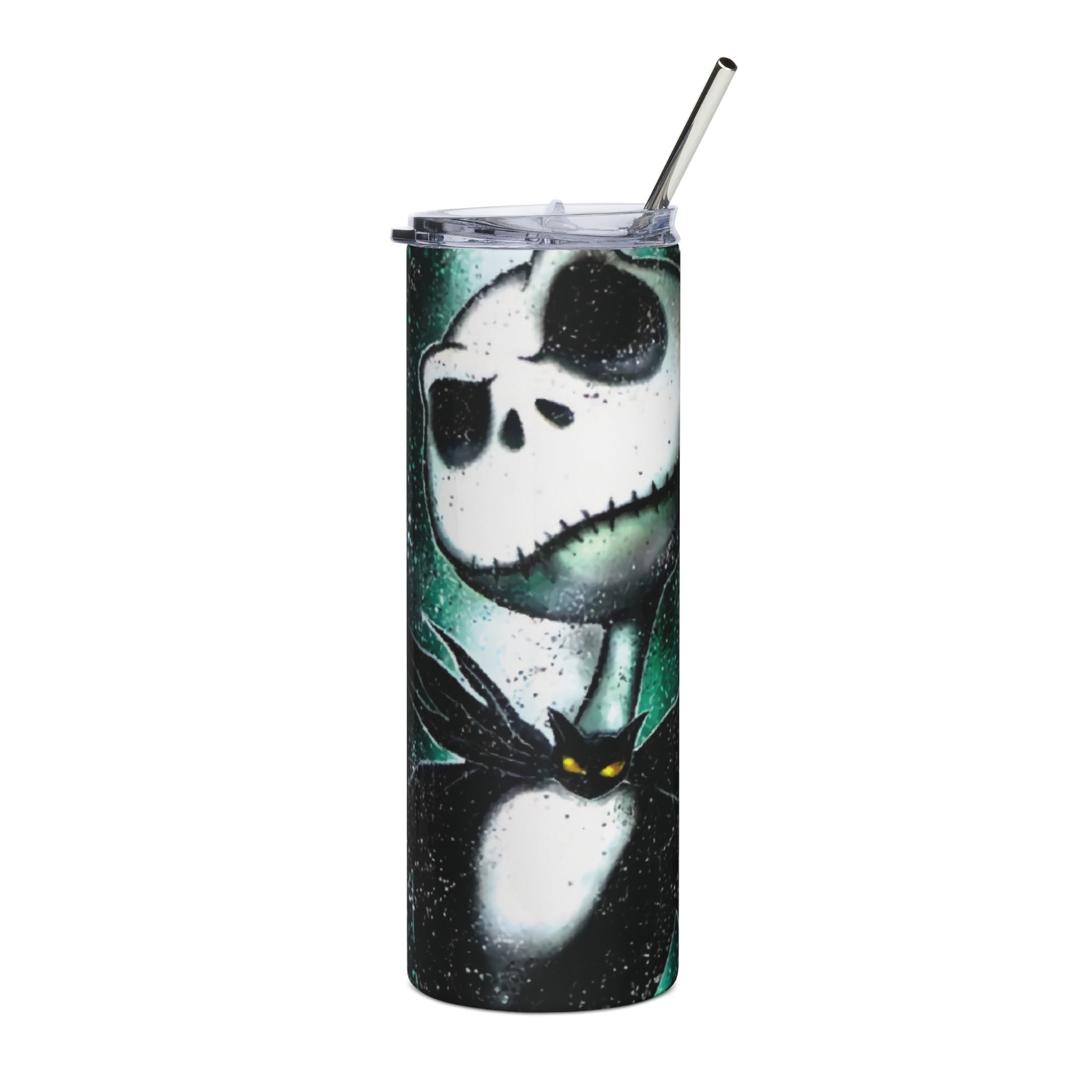 20oz Jack & Sally Nightmare Before Christmas Tumbler  Halloween Splatter Art Cup