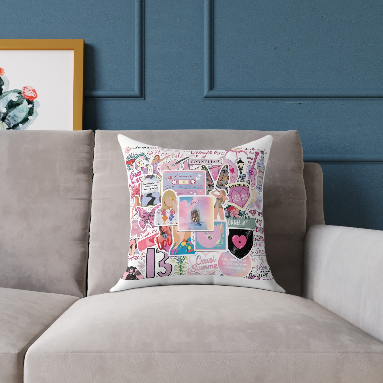 Taylor Swift Throw Pillow Collection – 40x40cm with Infill | Swiftie Home Decor