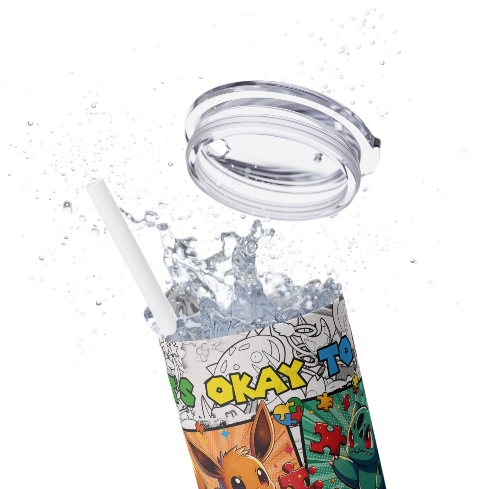 Custom 20oz Anime Tumbler – Pokémon Characters – Stainless Steel Cup w/ Straw