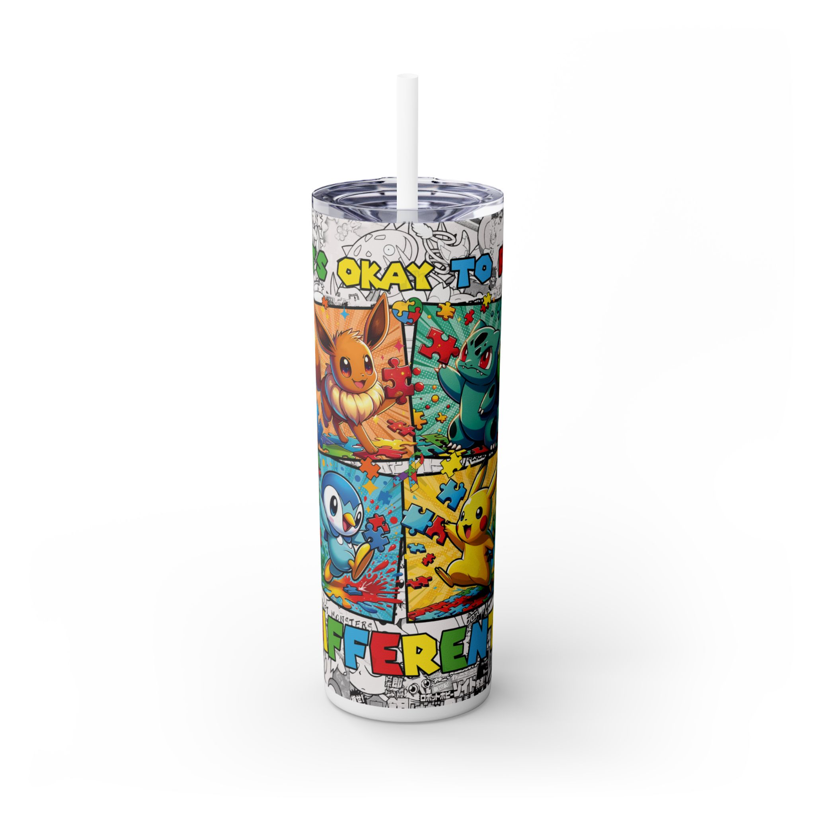 Custom 20oz Anime Tumbler – Pokémon Characters – Stainless Steel Cup w/ Straw