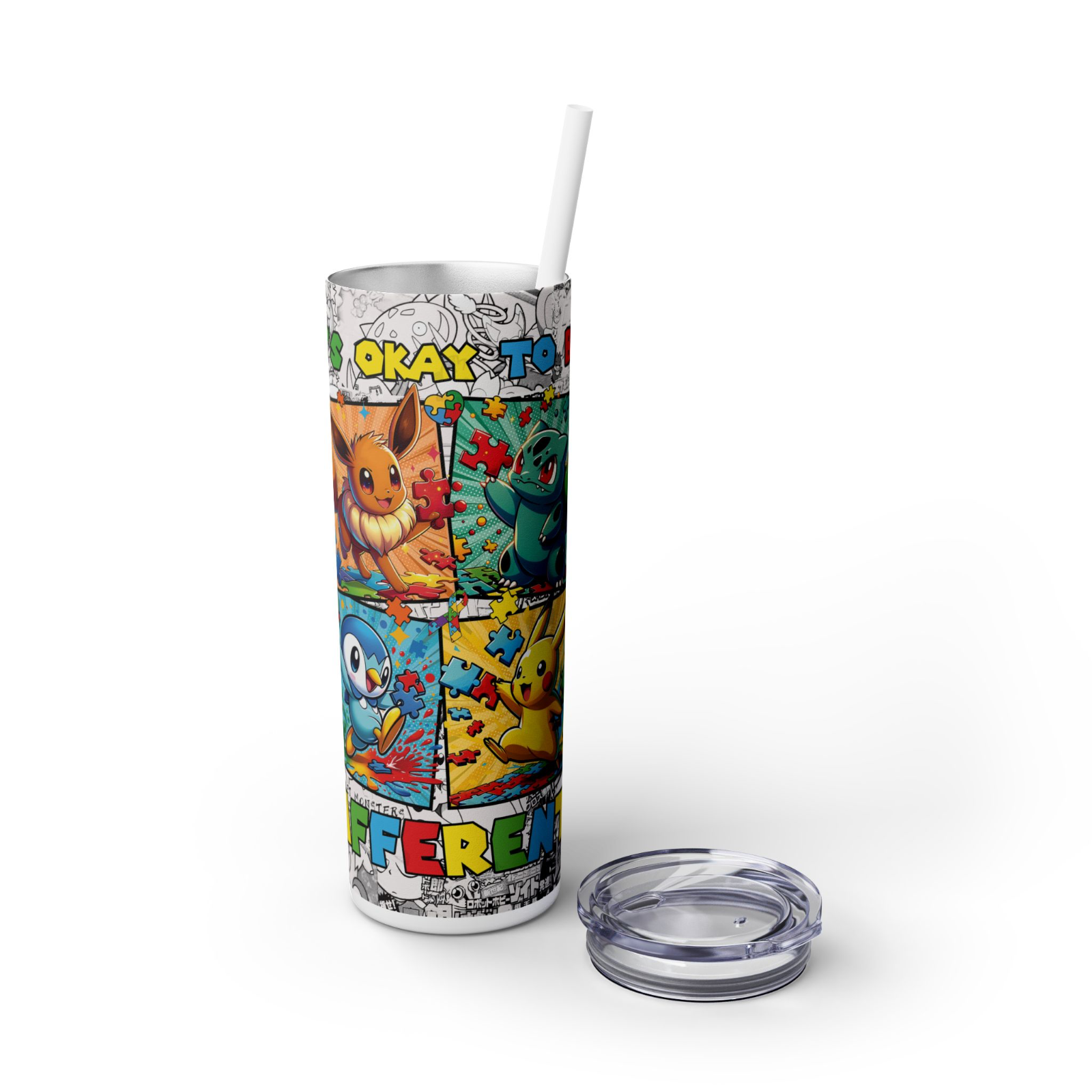 Custom 20oz Anime Tumbler – Pokémon Characters – Stainless Steel Cup w/ Straw