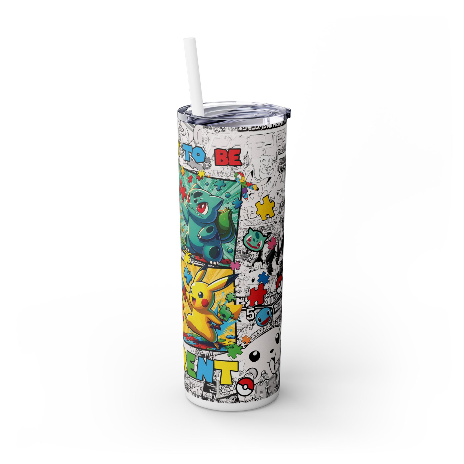 Custom 20oz Anime Tumbler – Pokémon Characters – Stainless Steel Cup w/ Straw