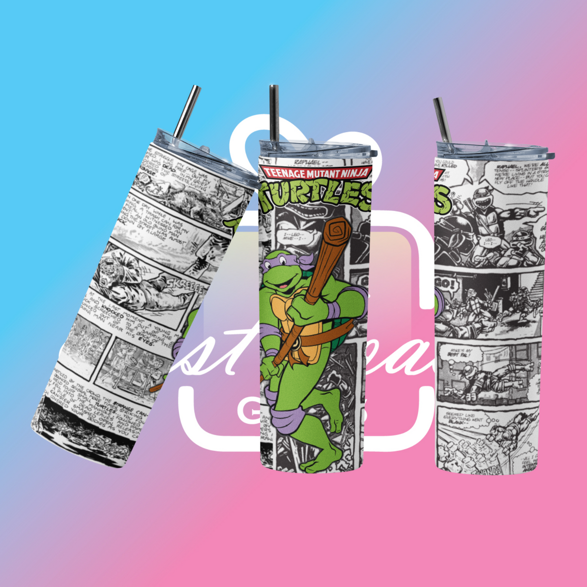 TMNT Donatello Tumbler – 20oz Comic Book Skinny Cup – Retro Ninja Fan Gift