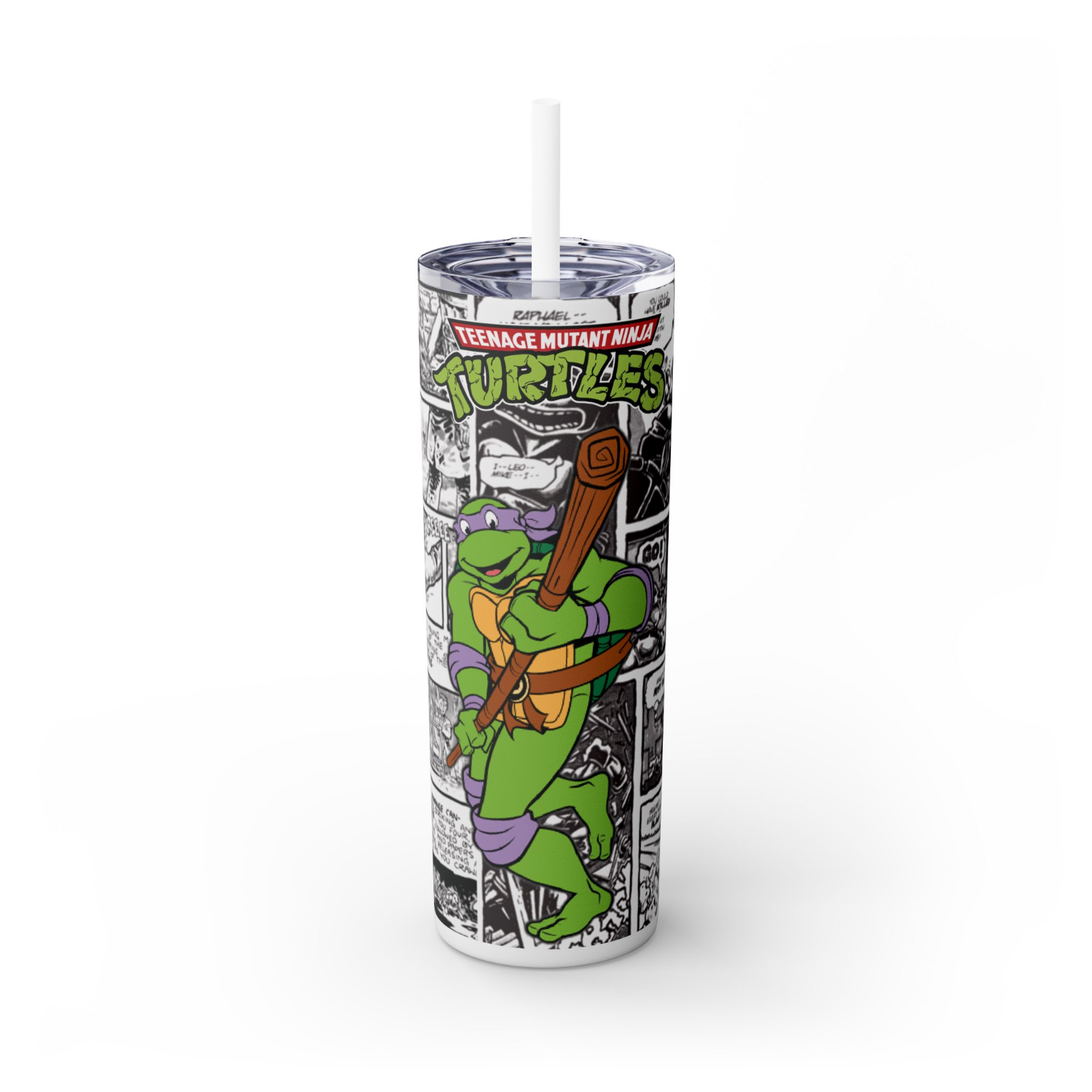 TMNT Donatello Tumbler – 20oz Comic Book Skinny Cup – Retro Ninja Fan Gift