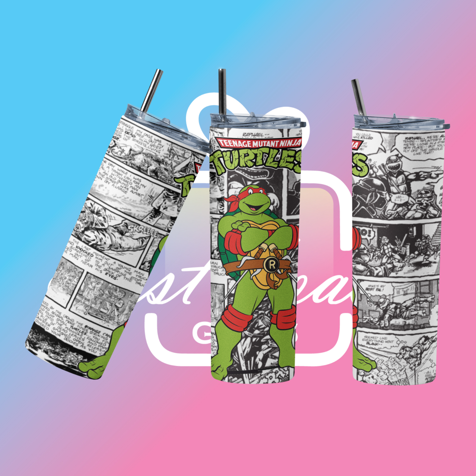 Raphael Ninja Turtle Gift – 20oz Travel Tumbler – Cartoon Comic Cup – UK Stock
