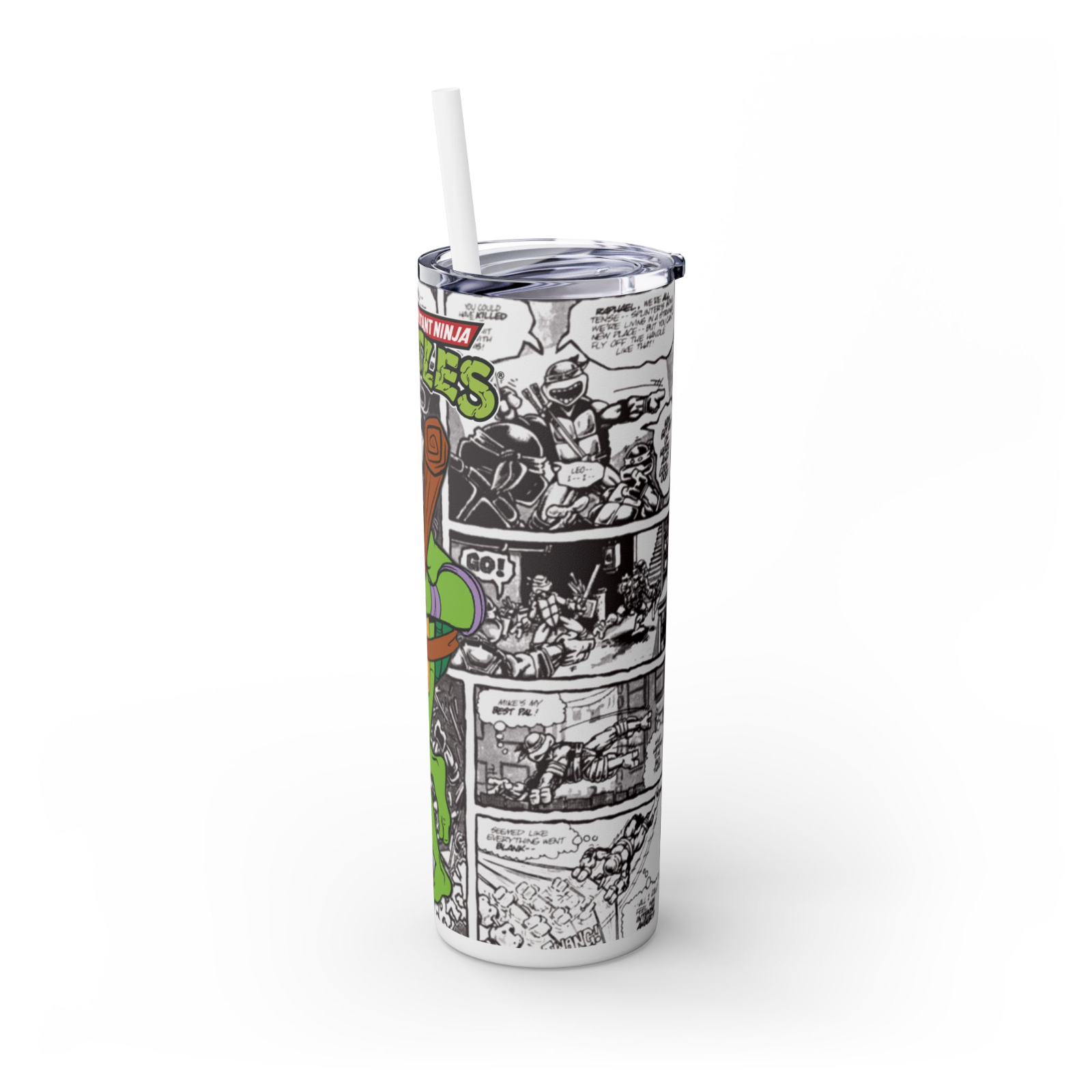 TMNT Donatello Tumbler – 20oz Comic Book Skinny Cup – Retro Ninja Fan Gift