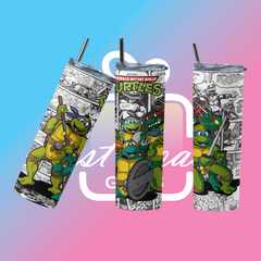 Teenage Mutant Ninja Turtles 20oz Tumbler – Full Team Comic Wrap Cup – UK Stock
