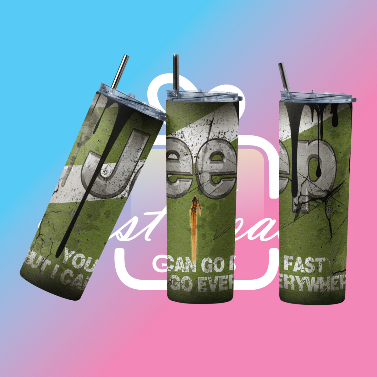 Custom Jeep 20oz Tumbler Travel Coffee Mug straw Truck Car Enthusiasts