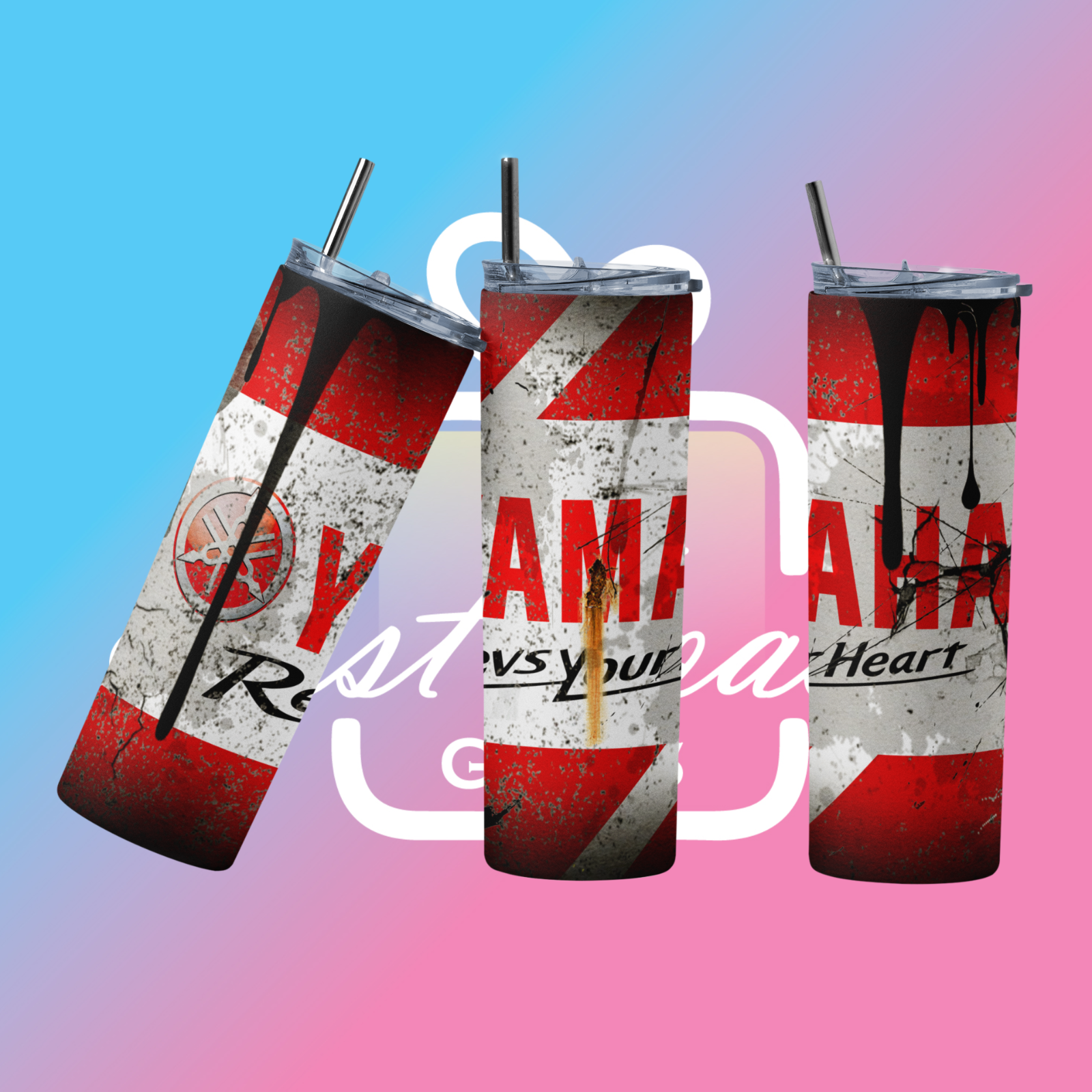 Custom Yamaha 20oz Tumbler Travel Coffee Mug straw Truck Car Enthusiasts