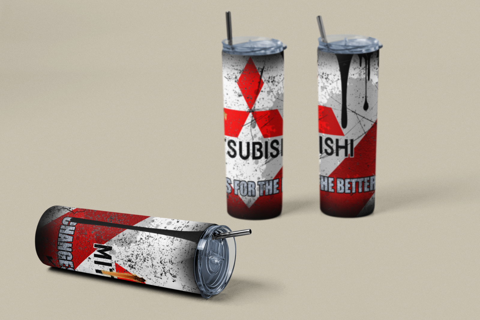 Custom Mitsubishi 20oz Tumbler Travel Coffee Mug straw Truck Car Enthusiasts