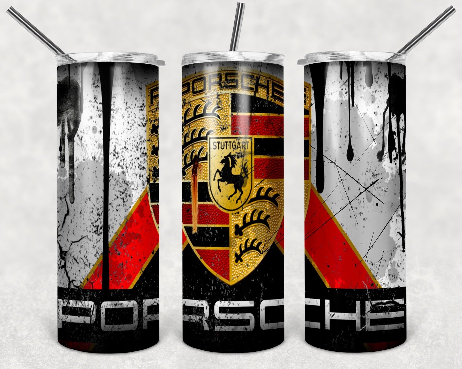 Custom Porsche 20oz Tumbler Travel Coffee Mug straw Truck Car Enthusiasts