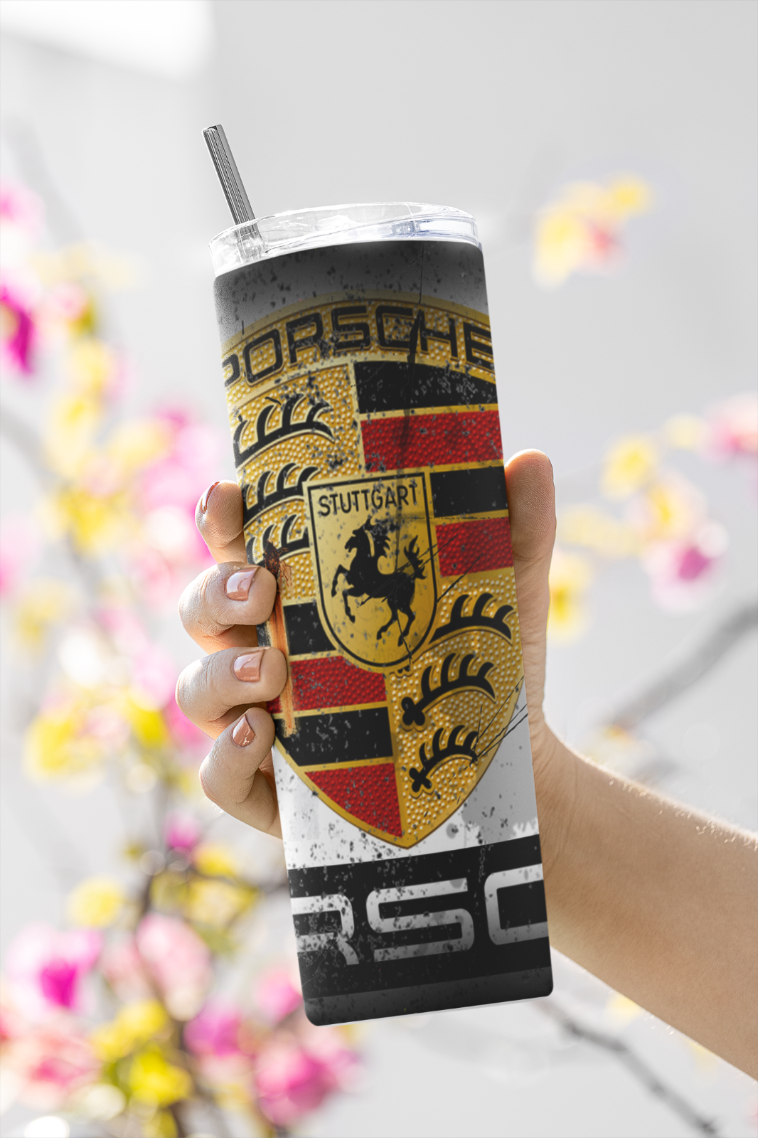 Custom Porsche 20oz Tumbler Travel Coffee Mug straw Truck Car Enthusiasts