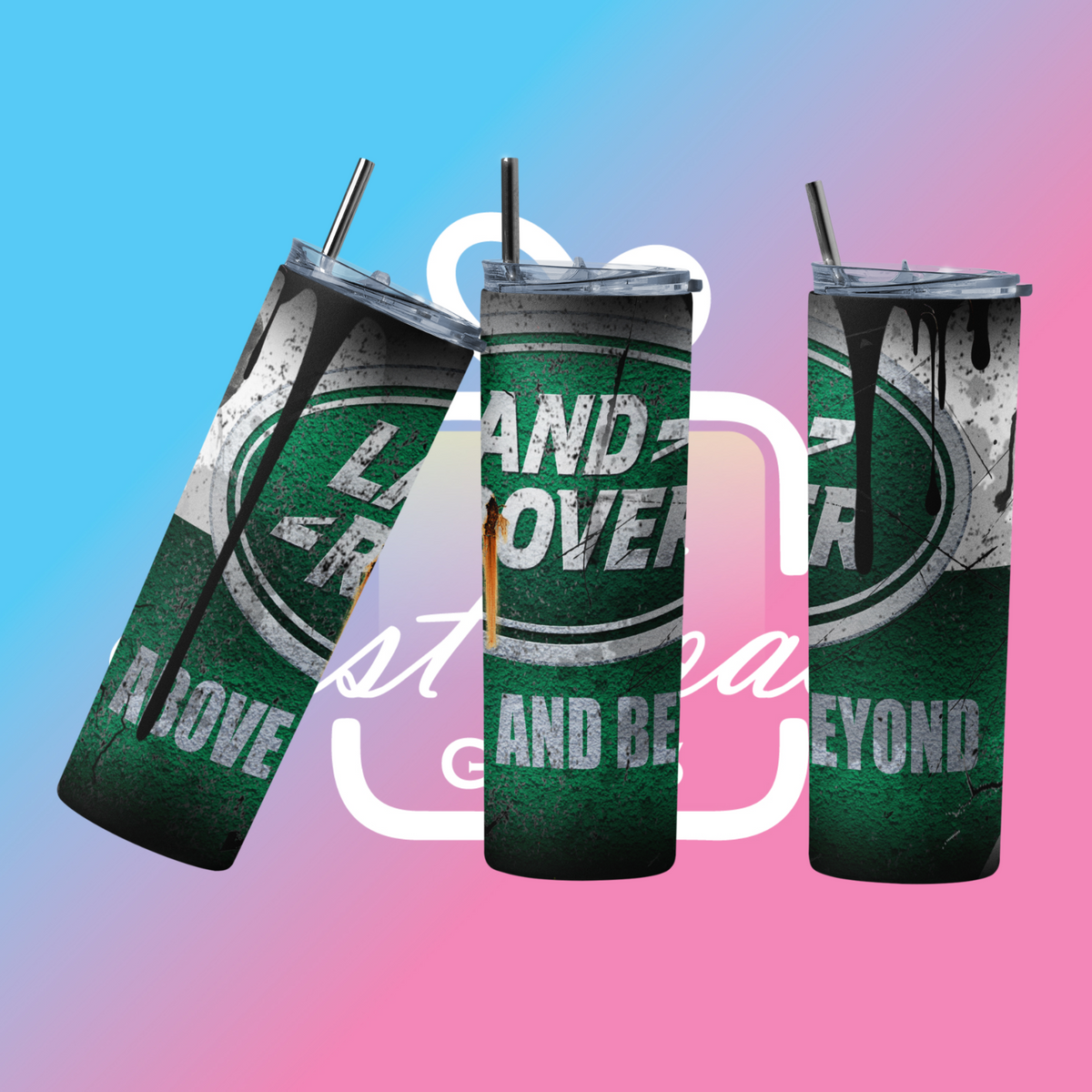 Custom Land Rover20oz Tumbler Travel Coffee Mug straw Truck Car Enthusiasts
