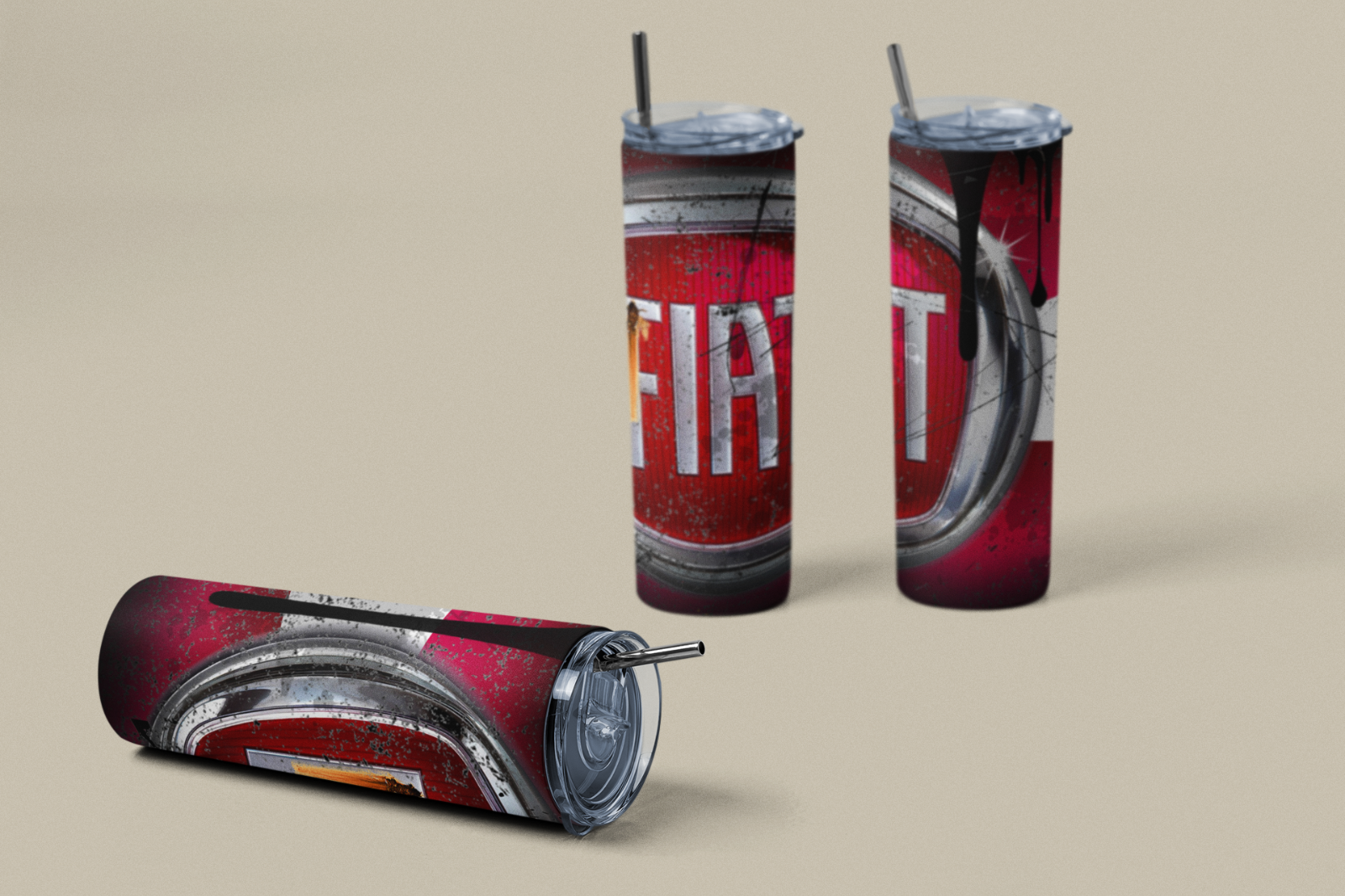 Custom Fiat 20oz Tumbler Travel Coffee Mug straw Truck Car Enthusiasts