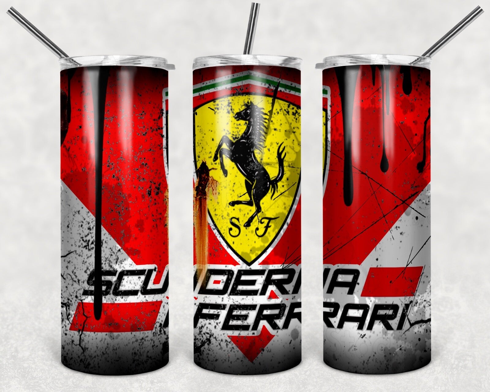 Custom Ferrari Racing 20oz Tumbler Travel Coffee Mug straw Truck Car Enthusiasts