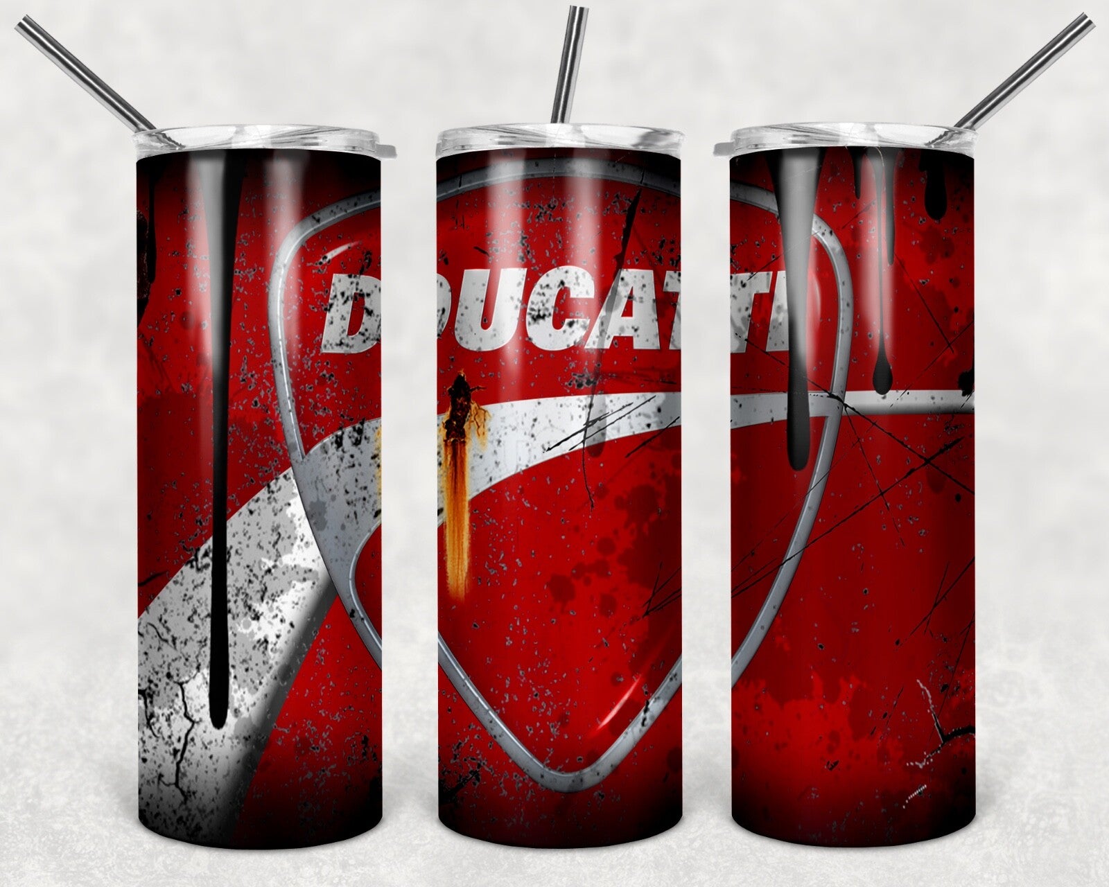 Custom Ducati 20oz Tumbler Travel Coffee Mug straw Truck Car Enthusiasts