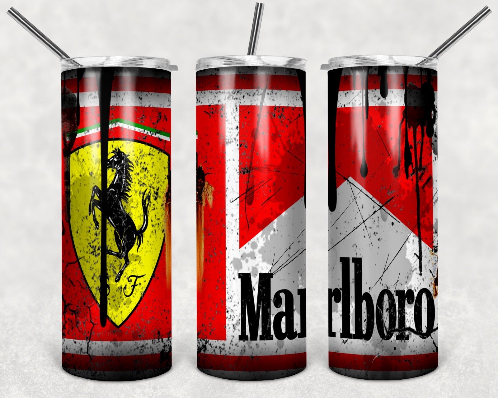 Custom Ferrari Racing 20oz Tumbler Travel Coffee Mug straw Truck Car Enthusiasts