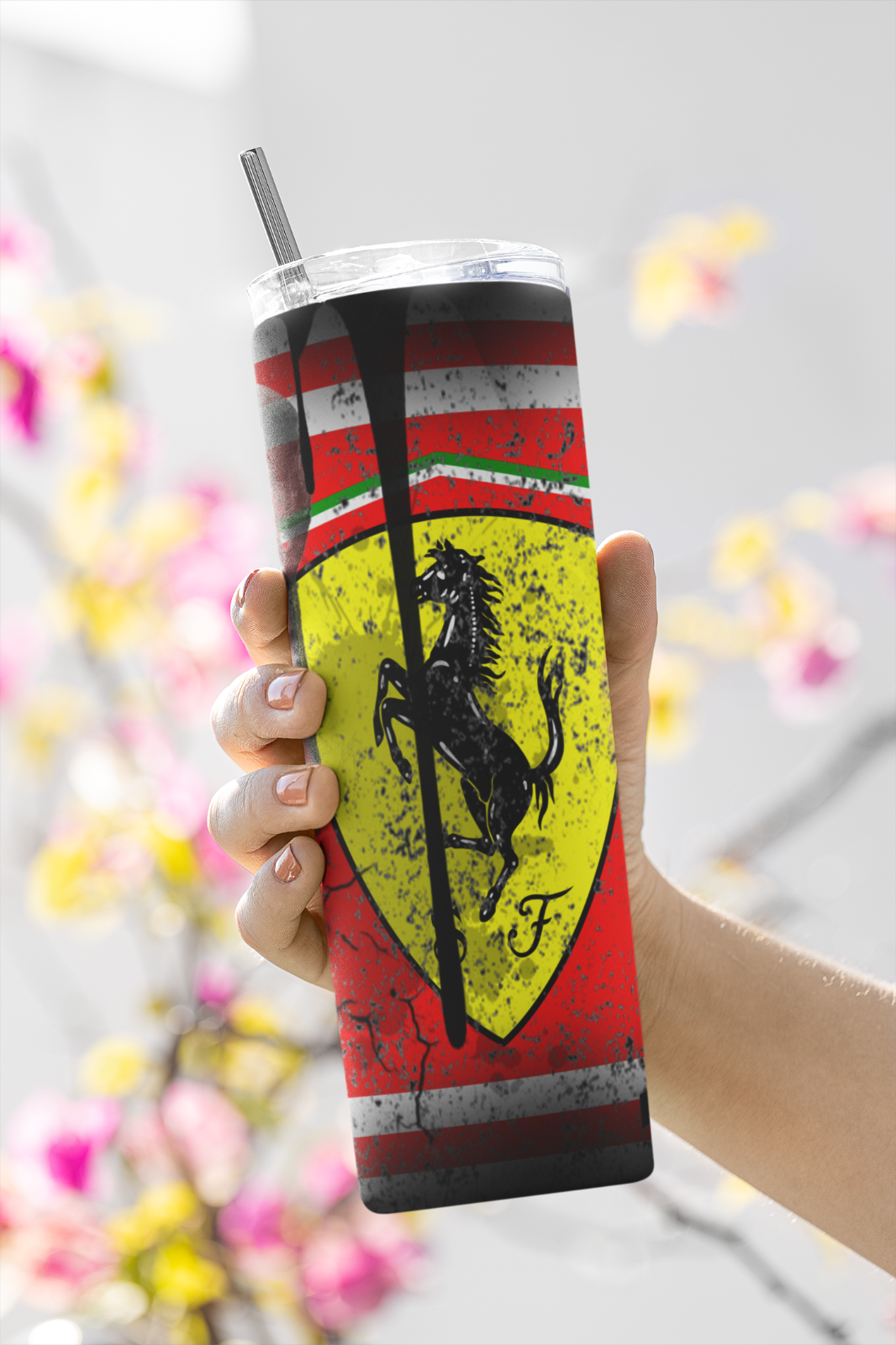 Custom Ferrari Racing 20oz Tumbler Travel Coffee Mug straw Truck Car Enthusiasts