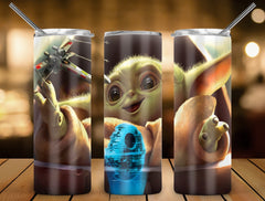 Yoda Jedi Vader Star Wars 20oz Coffee Travel Tumbler Insulated Cup Lid & Straw