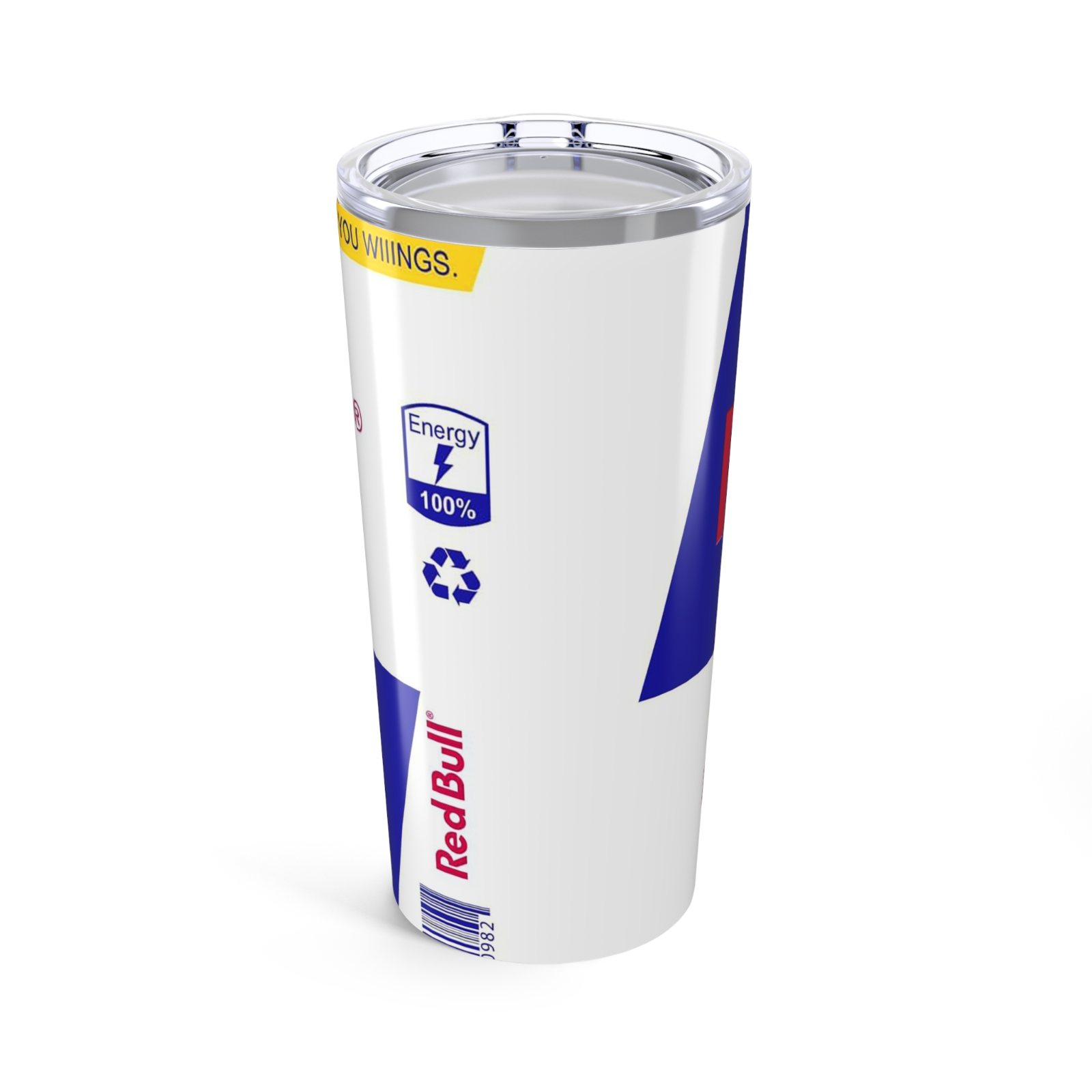 Red Bull Inspired 20oz Skinny Tumbler with Straw & Lid for Hot & Cold Drinks